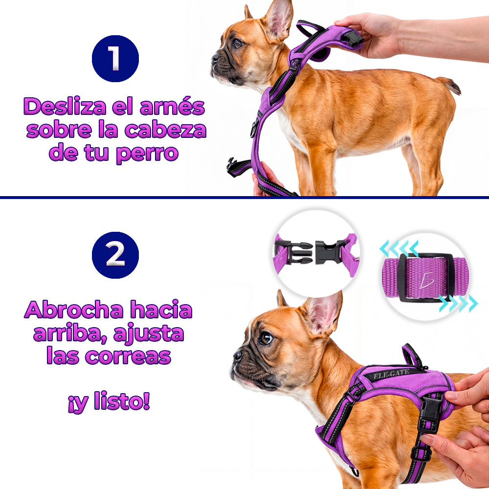Arnés para perro cómodo y ajustable con asa y chaleco reflejante M