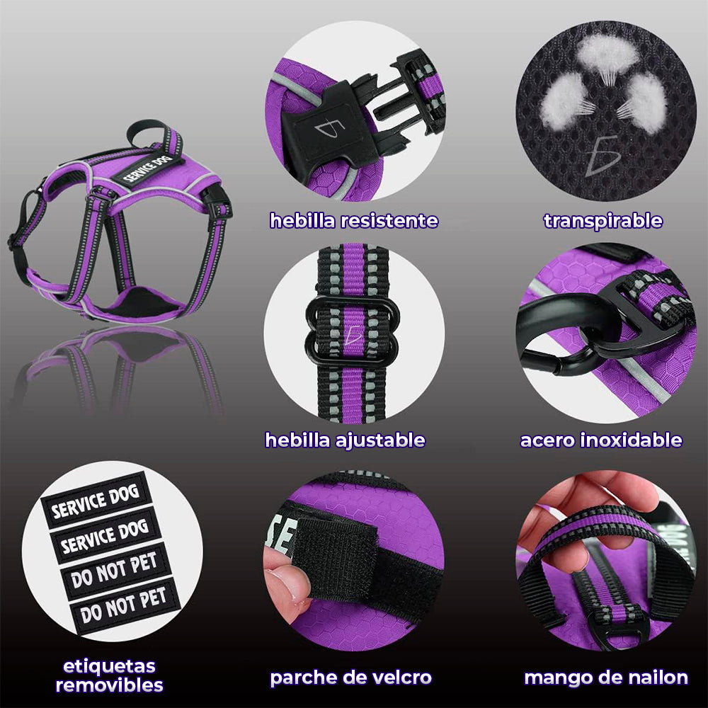 Arnés para perro cómodo y ajustable con asa y chaleco reflejante M
