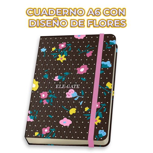 Cuaderno con flores estilo coquete con 75 hojas rayadas