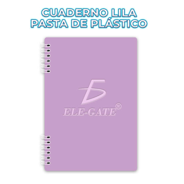 Cuaderno de 80 hojas rayadas con portada plastificada y espiral metálico