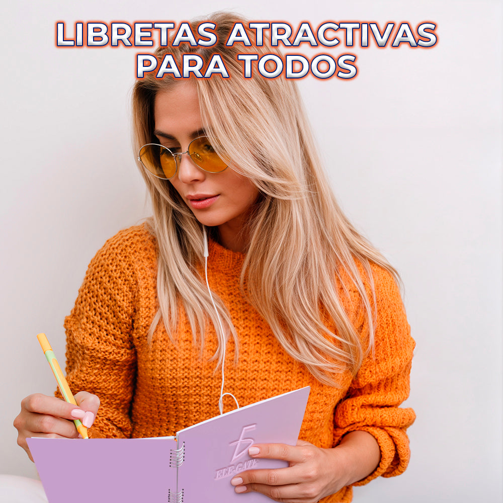 Cuaderno de 80 hojas rayadas con portada plastificada y espiral metálico