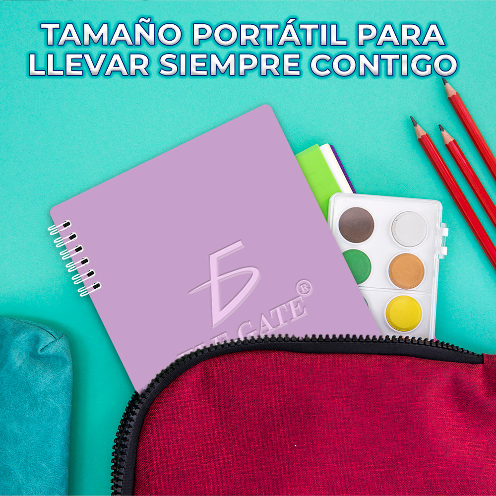 Cuaderno de 80 hojas rayadas con portada plastificada y espiral metálico