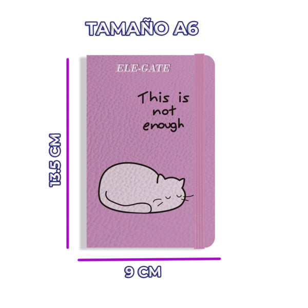 Cuaderno Rosa estilo kawaii compacto con 75 hojas rayadas