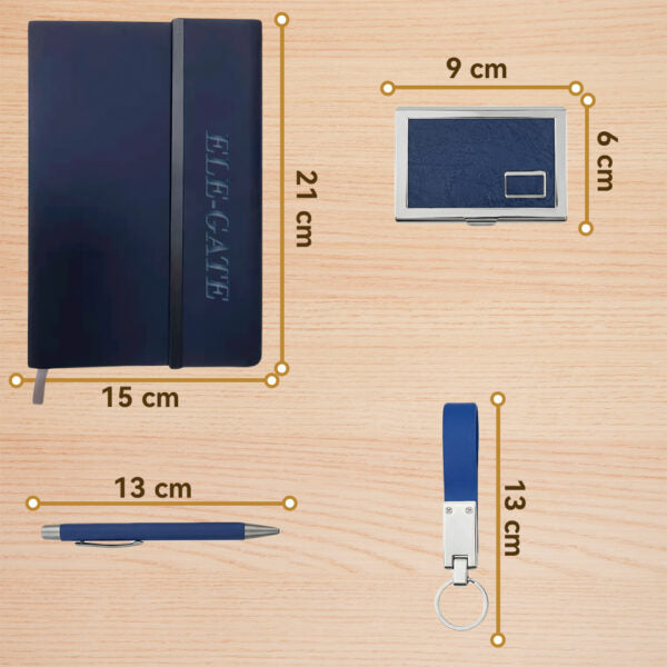 Set de Regalo Elegante con Libreta, Tarjetero, Llavero y Pluma – Tono Azul Rey
