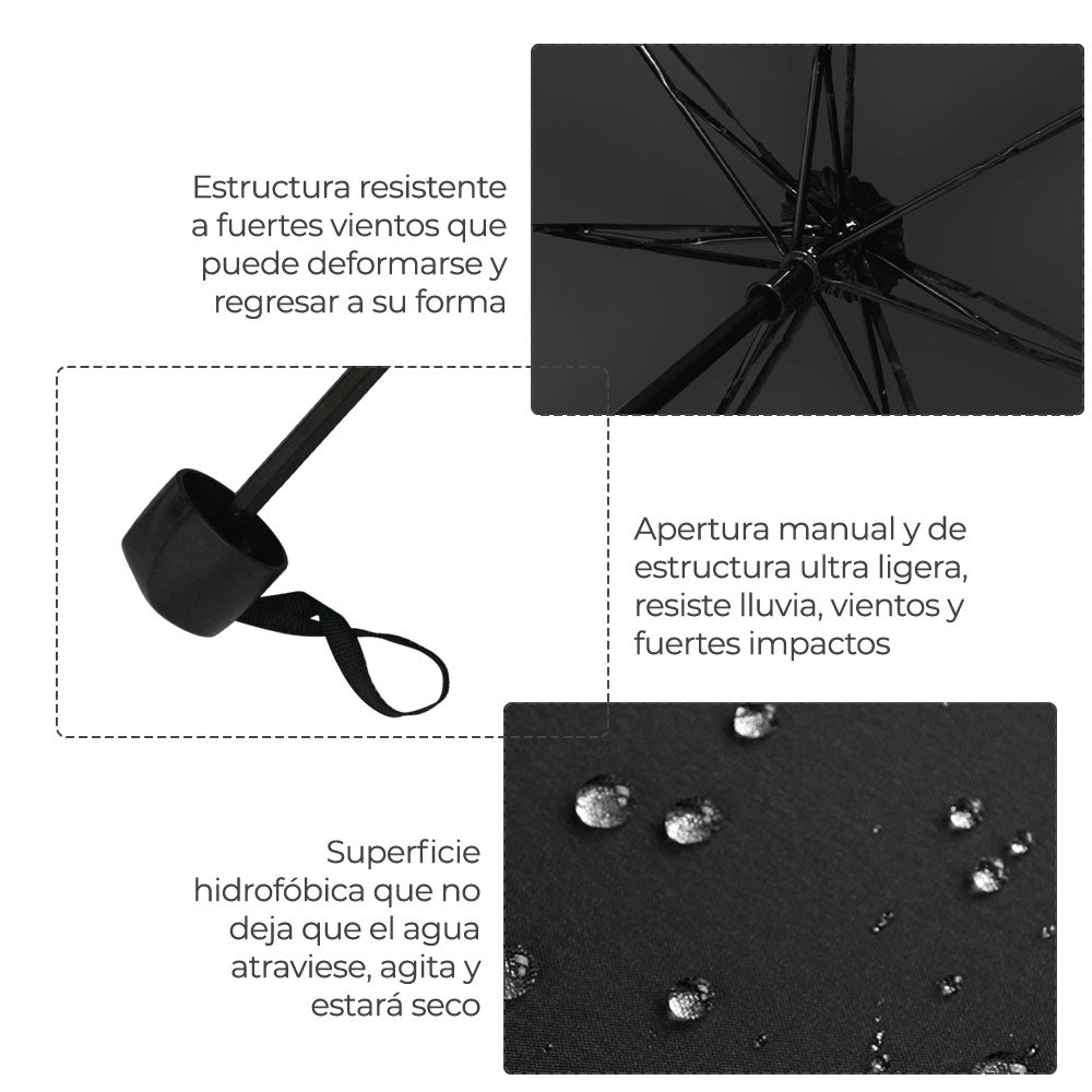 Paraguas Sombrilla Automático Compacto Lluvia Moda