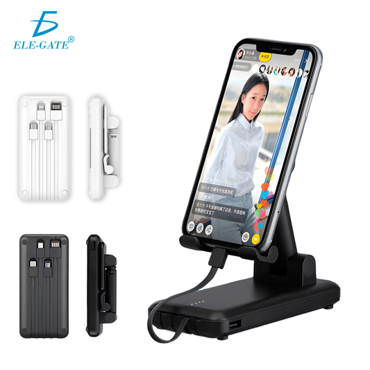 Power Bank 2 en 1 con Base Soporte y 4 Cables Integrados