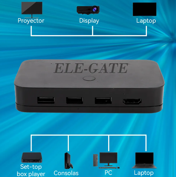 Switch KVM HDMI de 4 Puertos 4K/30Hz – Conmutador HDMI USB con Botón Manual