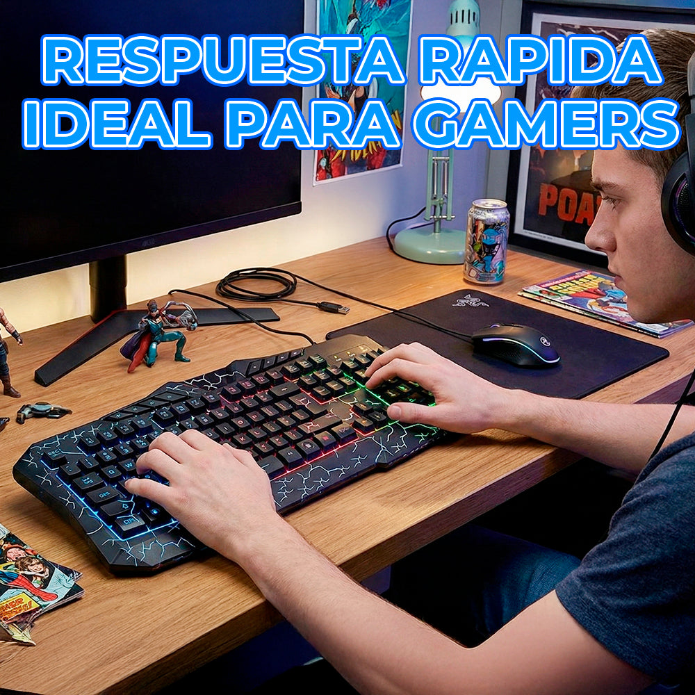 Teclado Gamer Mecánico con Retroiluminación RGB Arcoíris