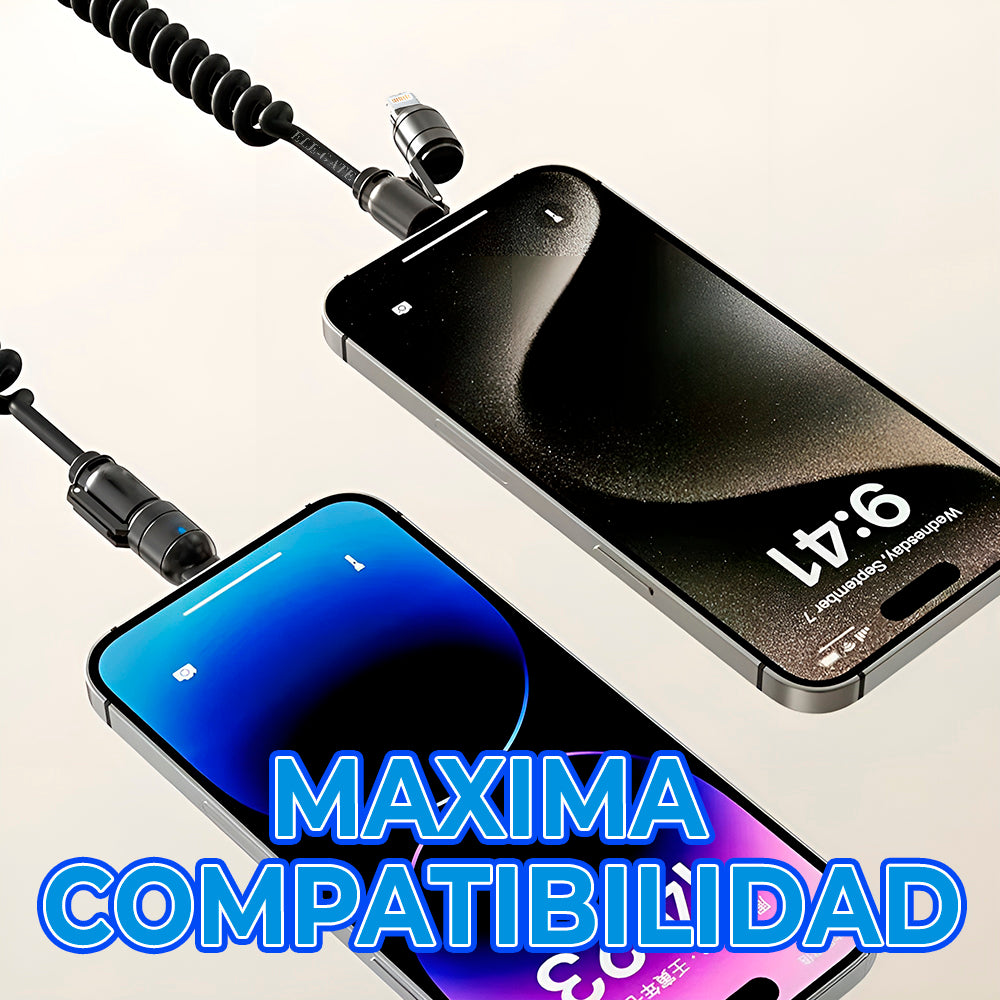 Cable USB Aa Tipo C en Espiral para Coche – Carga Rápida 240W