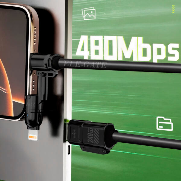 Cable USB Aa Tipo C en Espiral para Coche – Carga Rápida 240W