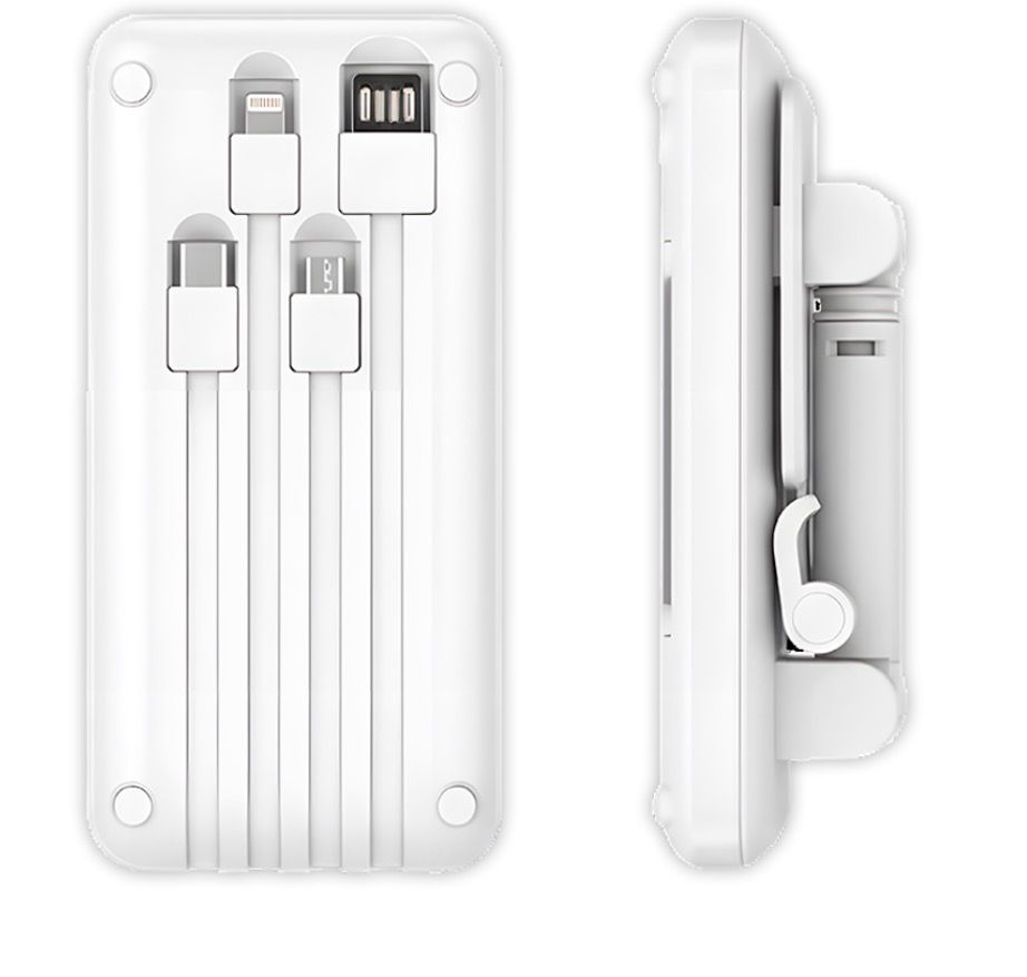 Power Bank 2 en 1 con Base Soporte y 4 Cables Integrados