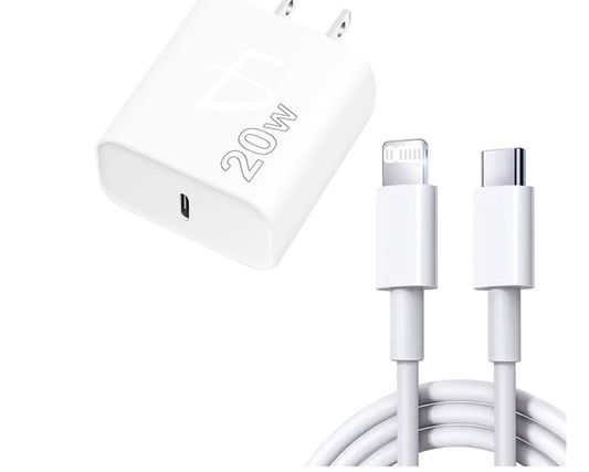 Kit de Carga Rápida: Cargador Tipo C de 20 W + Cable Tipo C a IP de 2 metros