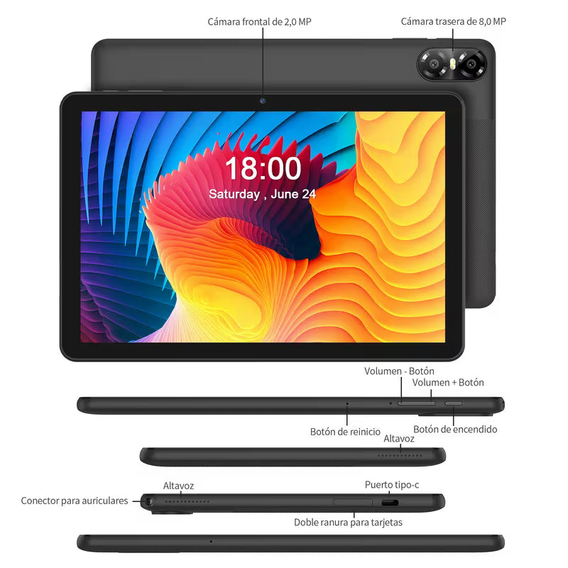 Tablet de 10.1 pulgadas + funda, teclado, ratón y lápiz