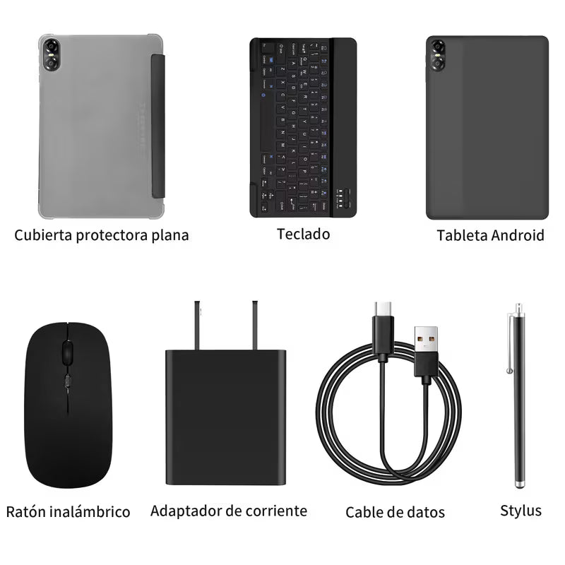 Tablet de 10.1 pulgadas + funda, teclado, ratón y lápiz