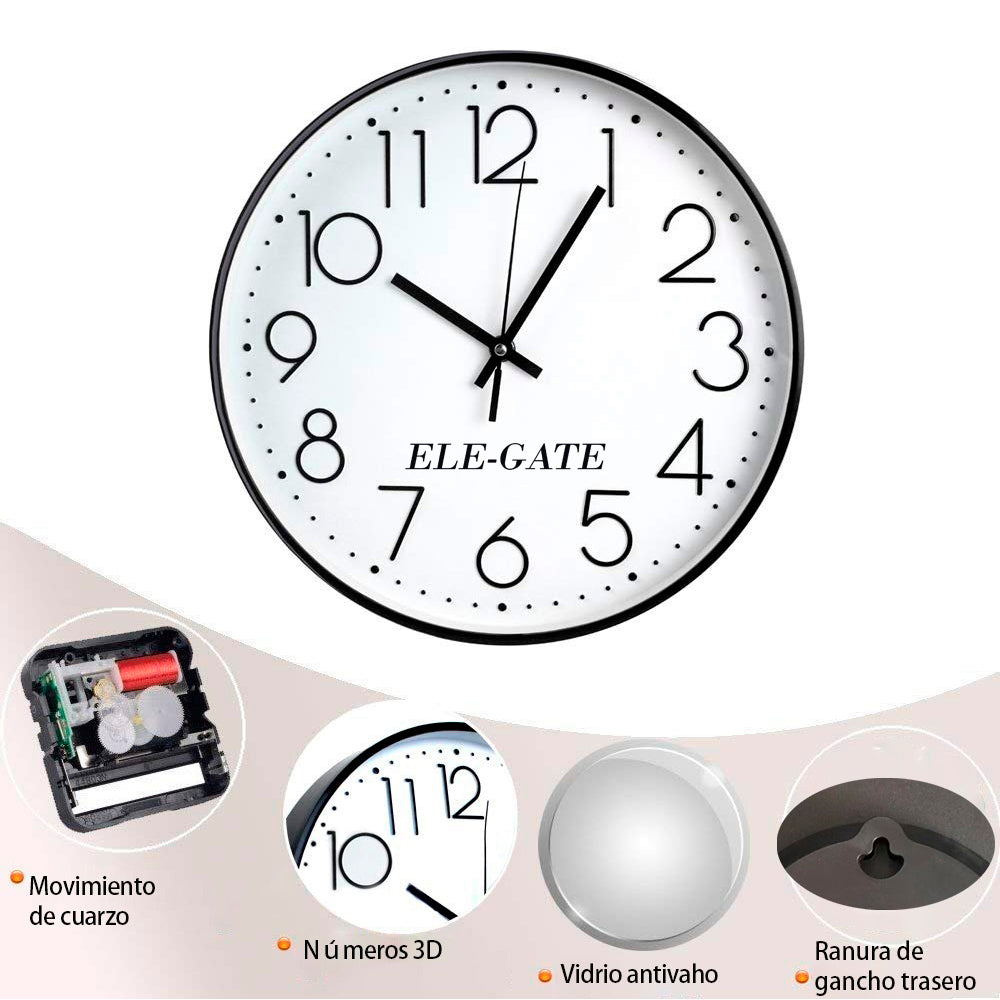 Reloj de pared de cuarzo silencioso