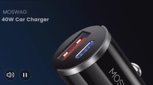 Cargador de coche USB y tipo C 100W Oscuro